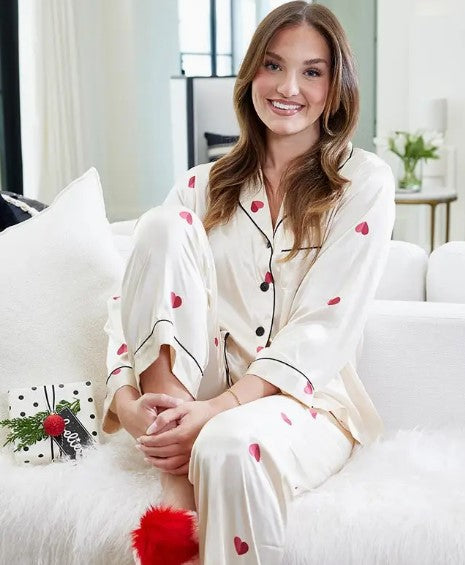 Bella Sleep Valentine's Hearts Full Length Pajama Set