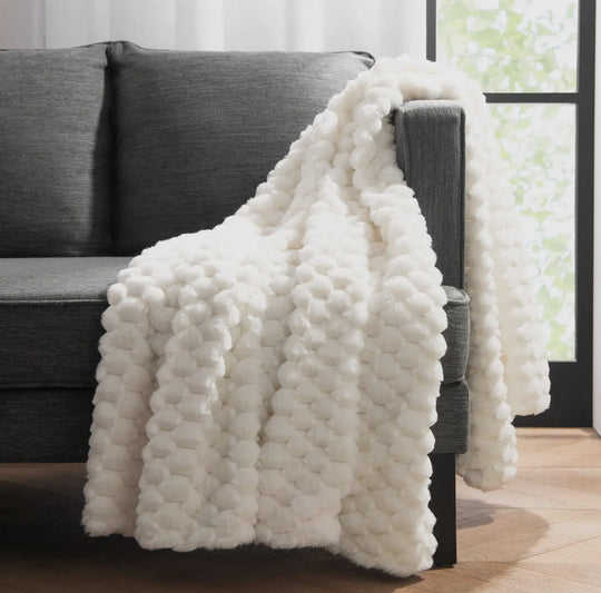 Aston & Arden | White Cottontail Faux Fur Throw