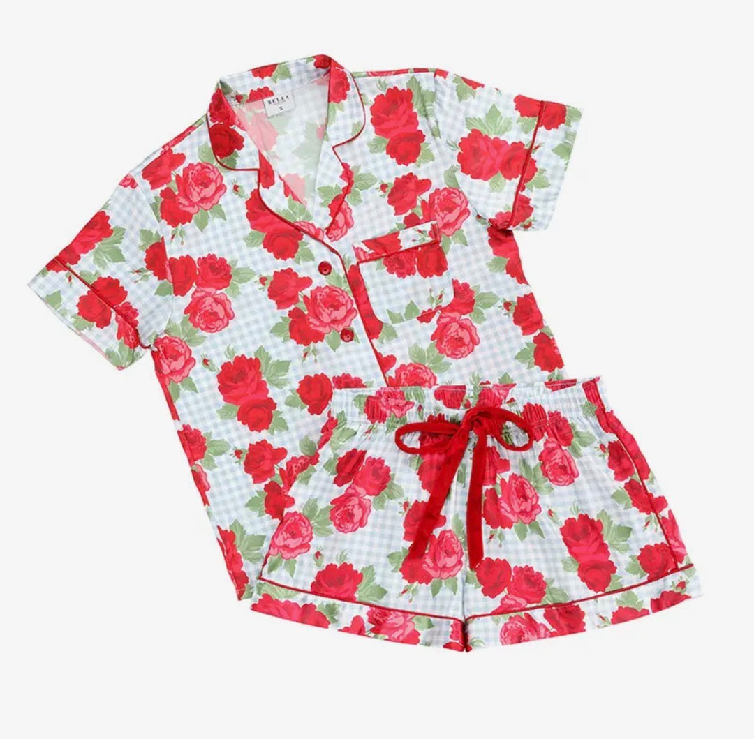 Bella Sleep | Gingham Rose Short Sleeve w/ Shorts