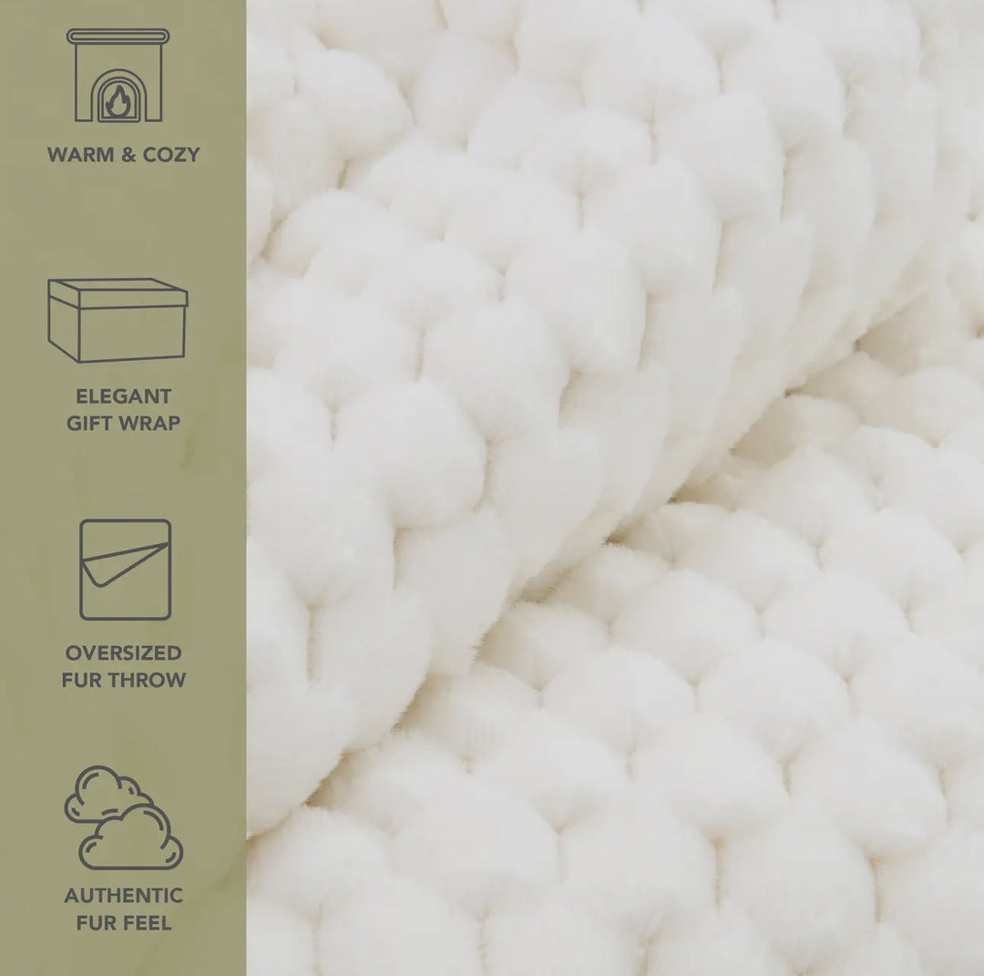 Aston & Arden | White Cottontail Faux Fur Throw