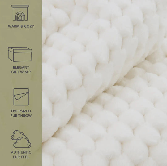 Aston & Arden | White Cottontail Faux Fur Throw