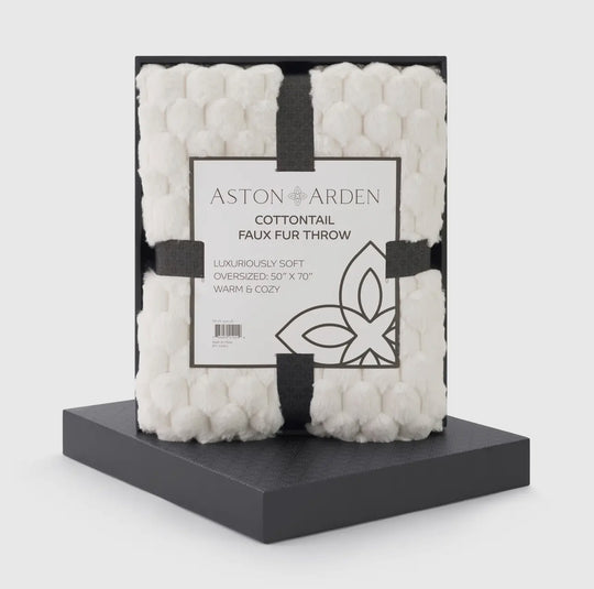 Aston & Arden | White Cottontail Faux Fur Throw