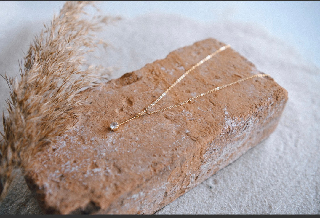 Gatsby Cz Pendant and Gold Plated Necklace
