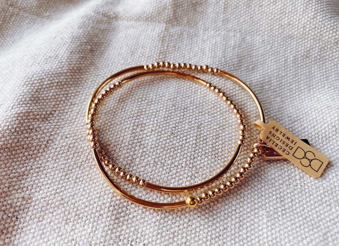 Gold Beaded Double Wrap Bracelet