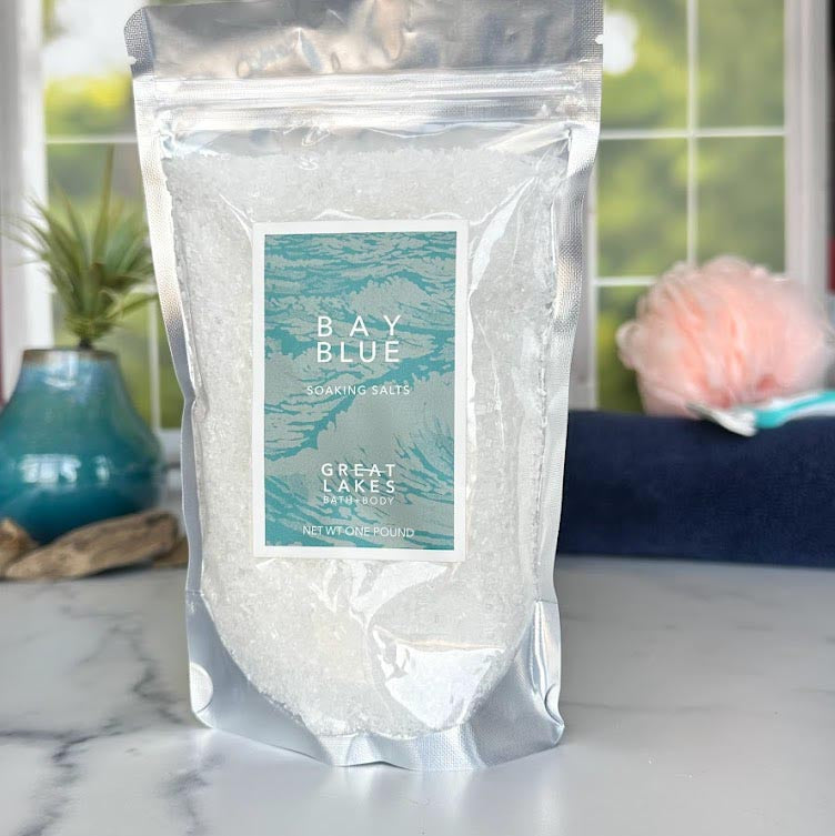 Great lakes Bath & Body Organic, Cruelty Free, Epsom Soaking Salts, Bay Blue Scented